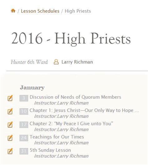 Lesson Schedules Tool On Discontinued Lds365 Resources From The Church And Latter Day