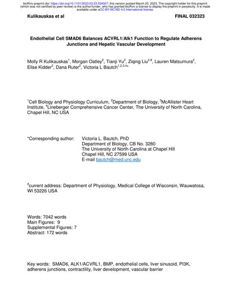 Pdf Endothelial Cell Smad Balances Acvrl Alk Function To Regulate