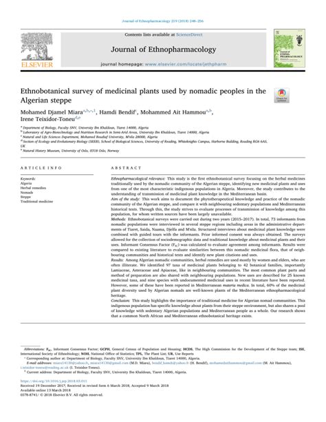 Ethnobotanical Survey Of Medicinal Plants