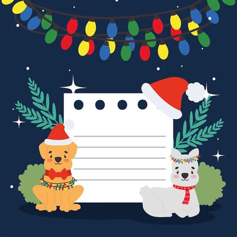 Premium Vector | Christmas dogs card