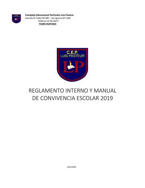 PDF REGLAMENTO INTERNO Y MANUAL DE CEP LUIS PASTEUR