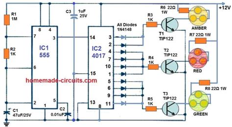 Traffic Light Controller Circuit [Signal Red, Green, Amber] - Homemade ...