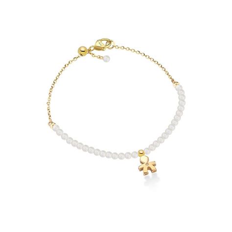 Le Perle Bracciale Bimbo Oro Giallo Perle E Diamanti