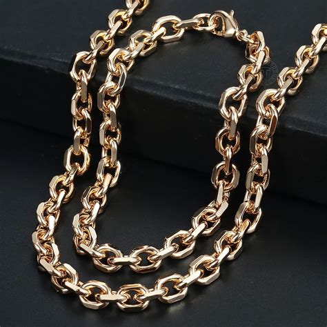 Mm Rose Gold Rolo Cable Link Chain Bracelet Necklace Fashion