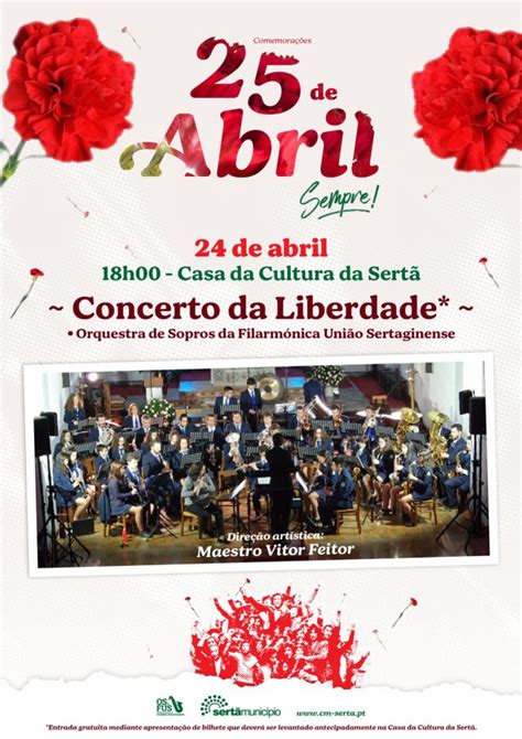 SERTÃ A 24 de abril há Concerto da Liberdade Rádio Hertz