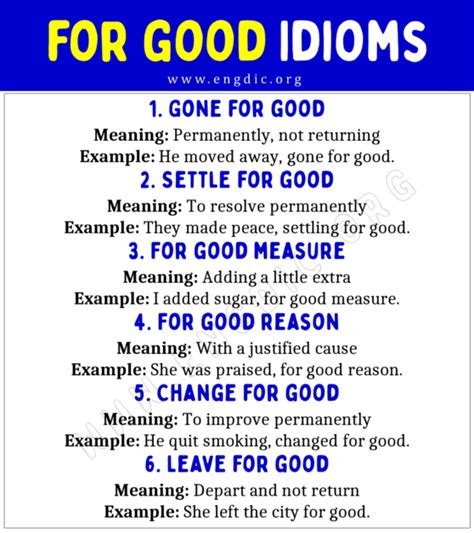 good idioms  meaning  examples engdic