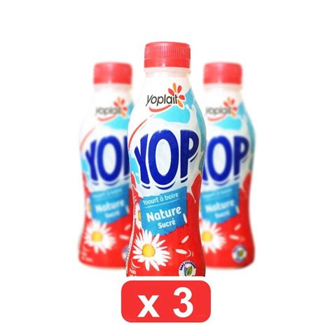 Pack de 3 Yop Nature sucré Yoplait 250ml Yaourt à boire