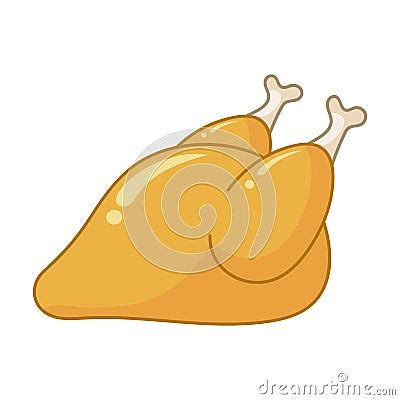 Whole Roast Chicken Isolated Illustration Cartoon Vector ...