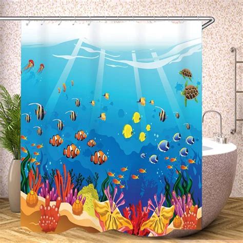 Rideau De Douche X X Cm Motif Poisson Multicolore