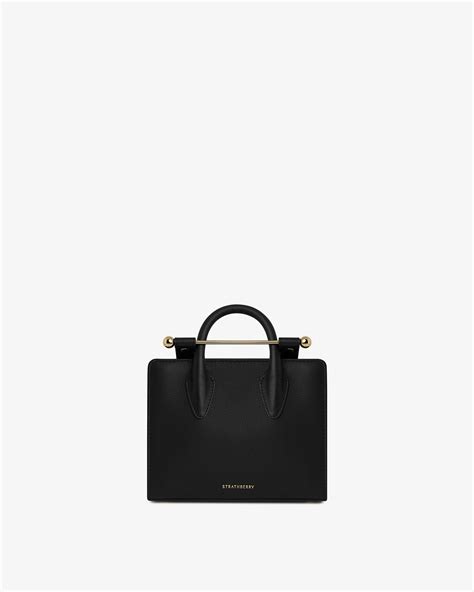 The Strathberry Nano Tote Top Handle Leather Mini Tote Bag Black