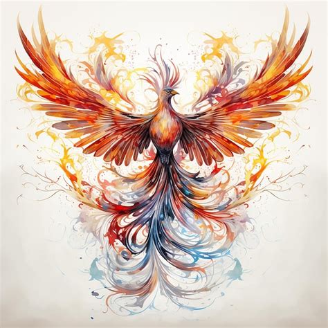 Premium Photo | Isolated Watercolor Phoenix Tattoo Design