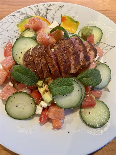 Chef Ray Lamb With Tomato Watermelon And Feta Salad Coach Ray