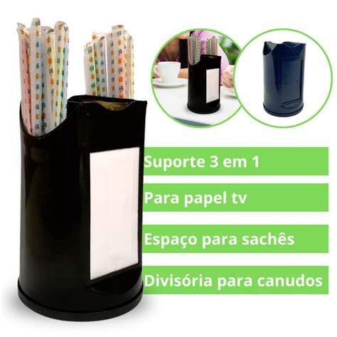 Suporte Em Porta Guardanapo Papel Tv Sach Canudo Mesa Balc O Bar