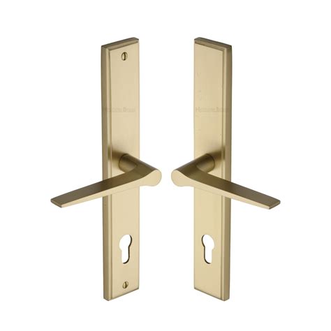 Heritage Brass Multi Point Door Handle Lever Lock Gio Rh Design Satin Brass Finish