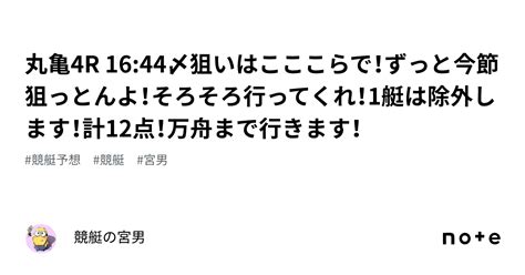 丸亀4r 16 44〆狙いはこここらで！ずっと今節狙っとんよ！そろそろ行ってくれ！1艇は除外します！計12点！万舟まで行きます！｜競艇の宮男