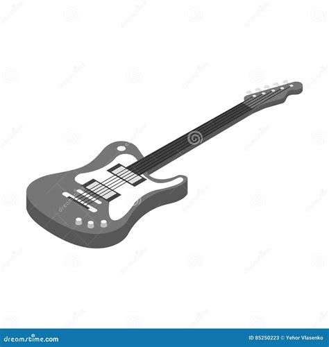 Значок электрической гитары в Monochrome стиле изолированный на белой ...