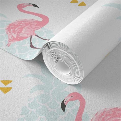 Pink flamingo Wallpaper | Spoonflower | Pink flamingo wallpaper ...