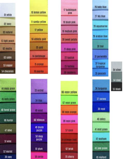 Matte Fabric Color Chart – Glitzy Cheers Bows