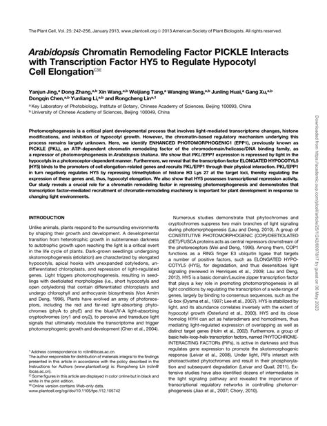 arabidopsis chromatin remodeling factor pickle interacts