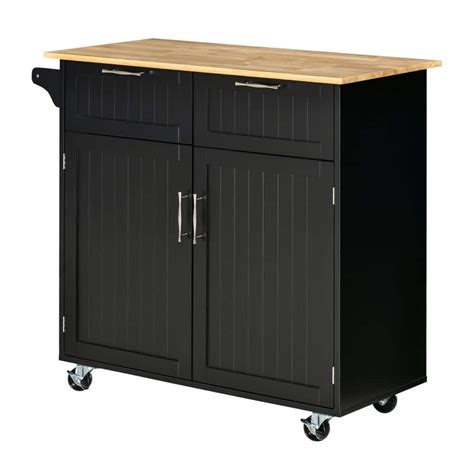 Homcom Modern Rolling Kitchen Island On Wheels Utility Cart