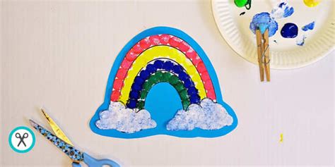 Rainbow Pom-pom Painting | Weather Crafts (Teacher-Made)