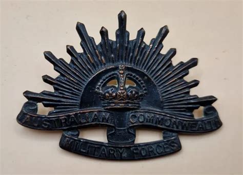 WW1 2 RISING SUN Cap Badge Australian Commonwealth Military Force Cap