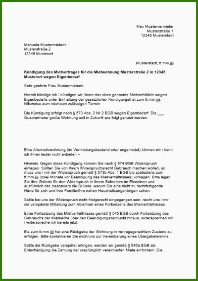 K Ndigung Mietvertrag Wegen Eigenbedarf Vorlage Kostenlos Pdf Selten