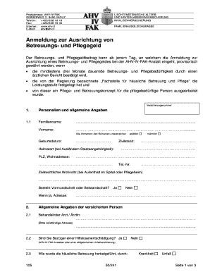 Ausfüllbar Online ahv 8 1 Anmeldung zur Ausrichtung von Betreuungs und