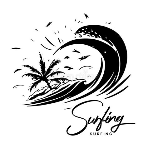 Surfing Logo Design Surfer And Wave Vector Illustration Stock Vector