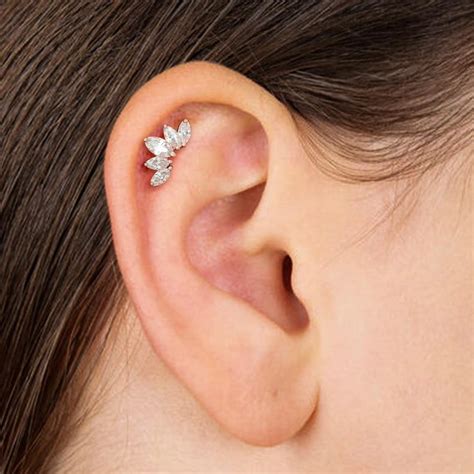 18k Gold Plate 925 Sterling Silver Cartilage Earrings Cubic Etsy