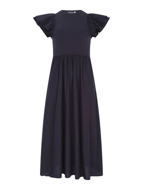 Womens Mint Velvet Navy Ruffled Midi Dress Fenwick