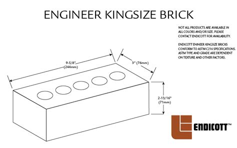 Endicott Face Brick Sizes