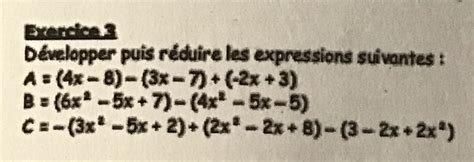 Help Maths Niveau Me D Velopper Et R Duire Les Expressions Suivantes