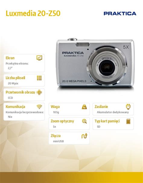 ᐅ Praktica Luxmedia 20 Z50 srebrny Ceny opinie dane techniczne