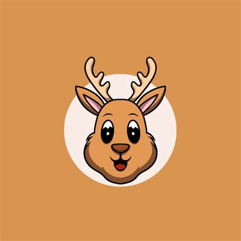 Premium Vector Cute Deer Smiling Face Cartoon Illustration