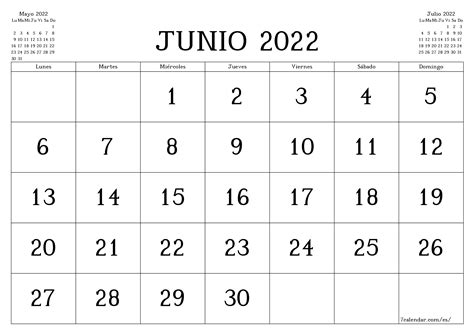 Calendarios Y Planificadores Imprimibles Para El Mes Junio 2022 A4 A3