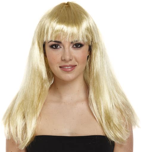 Ladies Sexy Long Blonde Fringe Wig For Womans Fancy Dress Up Outfit Accessories