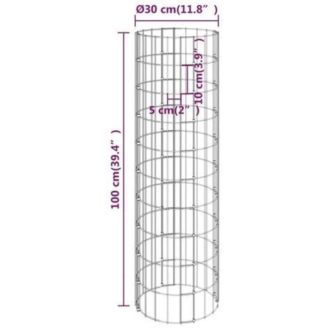 Poteau à gabion circulaire Acier galvanisé Ø30x100 cm Qqmora L1351