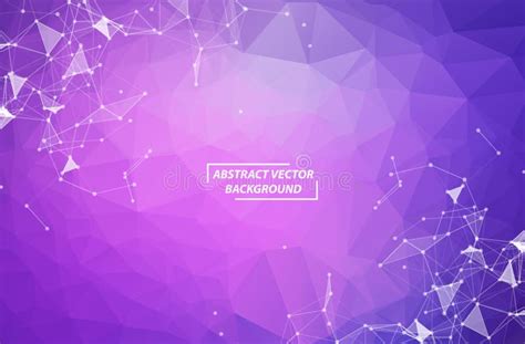 Purple Geometric Polygonal Background Molecule And Communication Connected Lines With Dots