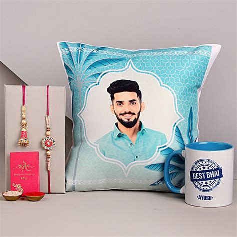 Sneh Meenakari Bhaiya Bhabhi Rakhi Best Bhai Mug Face Cushion Usa