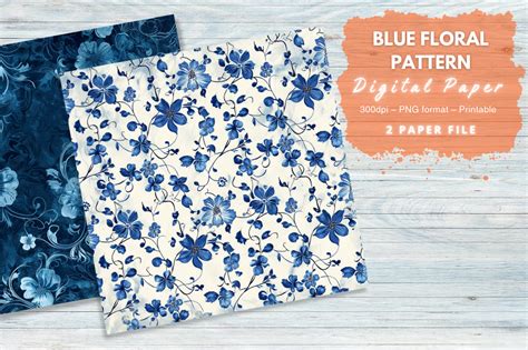 Blue Floral Pattern Digital Paper Graphic By Creative Svg Creative