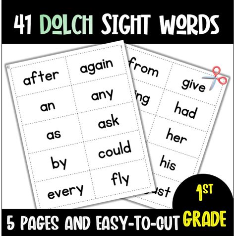 First Grade Dolch Sight Words Downloadable First Grade Flash Cards