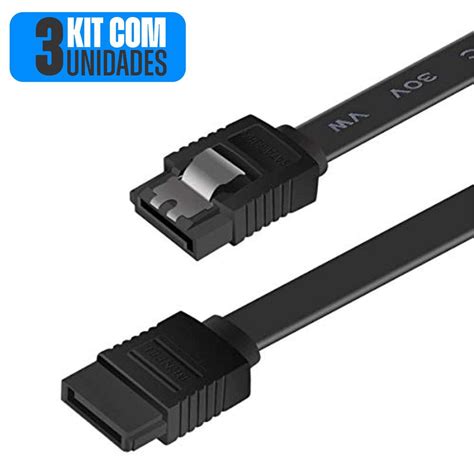 Kit Cabo De Dados Sata Gb S Trava Cm Conector Reto Hd Ssd