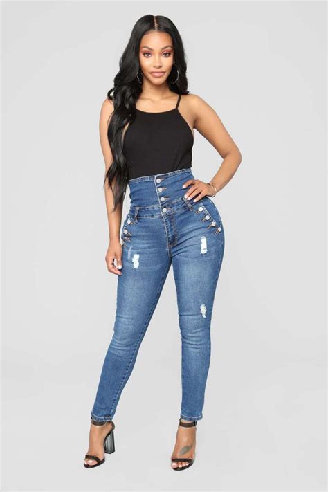 2019 Women High Waist Big Hip Jeans Sexy Skinny Blue Denim Pants Buttons Vintage Washed Fashion