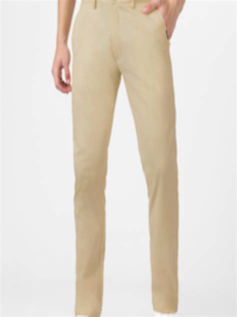 Buy Urbano Fashion Men Cream Coloured Slim Fit Easy Wash Cotton Chinos Trousers For Men