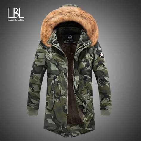 Parka De Camuflaje Con Capucha Para Hombre Abrigo Grueso De Terciopelo