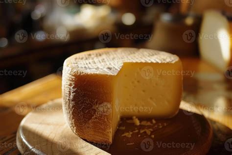 artisan cheese wheel  wooden board  stock photo  vecteezy