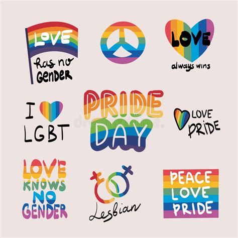 Lgbtq Pride Parade Set Vector Illustration Of A Gay Pride Parade Stock