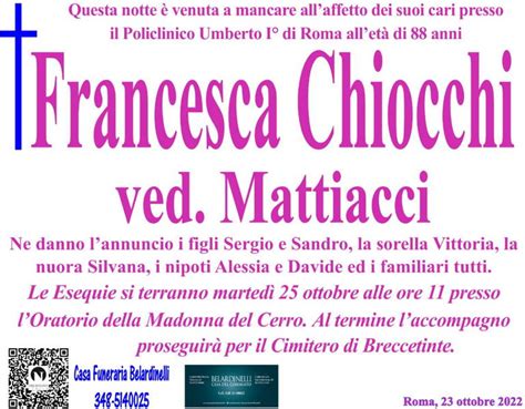 Funerali E Annunci Funebri A Sassoferrato Francesca Chiocchi Funer