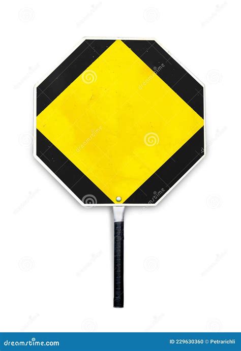 Blank Yellow Stop Sign Used For Traffic Control By Crossing Guards